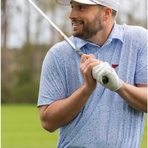 Breezy USA Splatter Polo Patriotic Performance Golf Men Light Blue 4XL